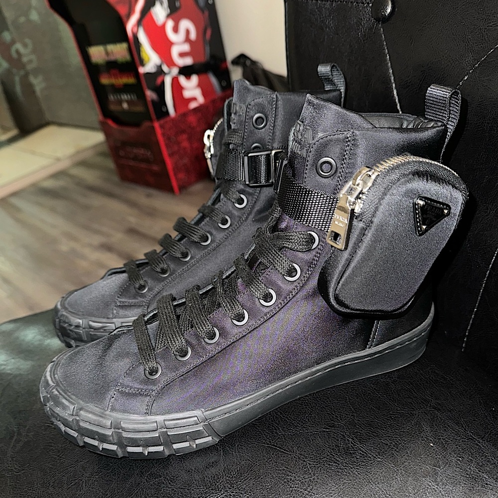 prada wheel re-nylon high-top sneakers
